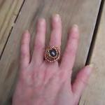 Ring Sz 8.5 - Wire Wrapped Copper With Snake Chain..