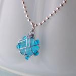 Star Shape Wire Wrapped With Blue Green Auqua Bead..