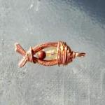 Copper Fish W/ Copper Wire Wrap - Art Pendant