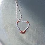 Textured Silver Tone Heart Wire Wrap - Art Pendant..