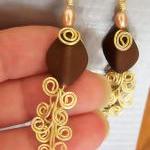 Dangling Earring Pair, Golden Brass Egyptian Swirl..