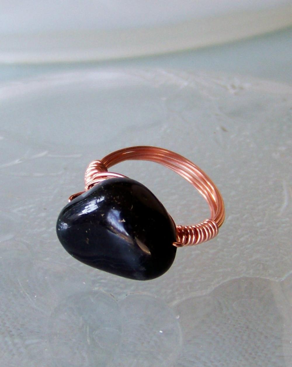 Ring Size 7.5 - Twisted Copper Wire Wrapped Ooak Art Ring
