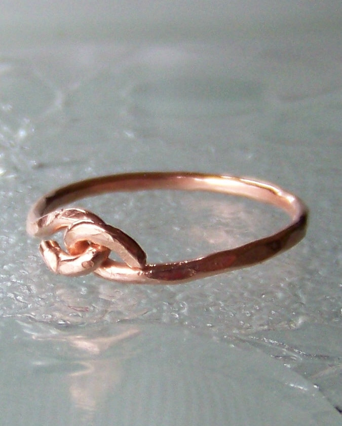 Ring Sz 10 - Infinity Love Knot Wire Wrapped Hammered Copper