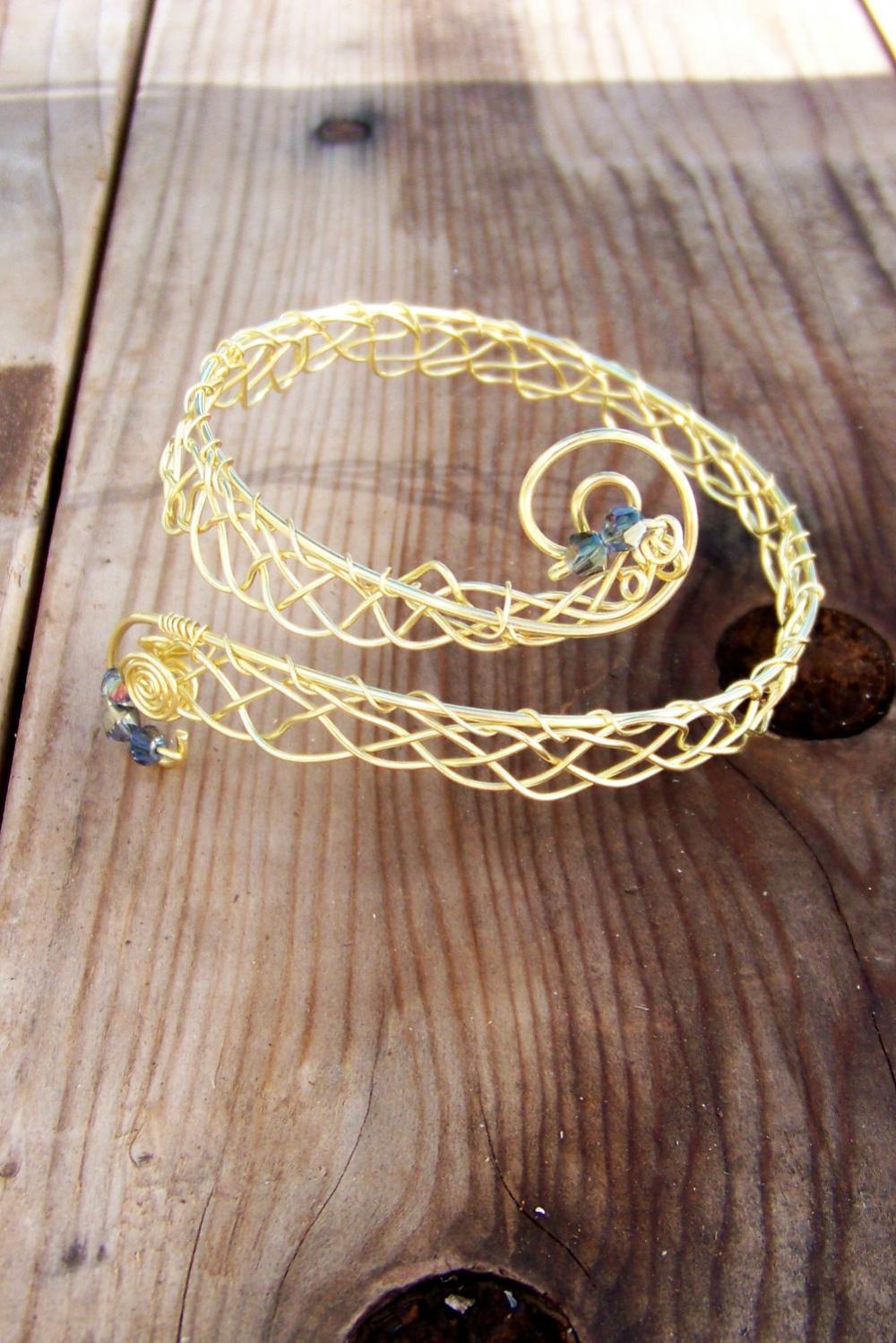 Armband Bracelet Brass Wire Loose Weave Woven Arm Cuff Bangle Bracelet Adjustable